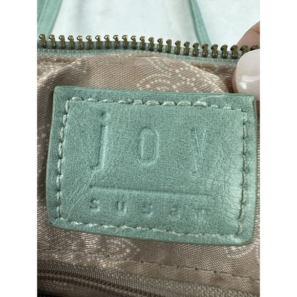 Susan Joy Vegan Leather Gold Ring Handle Bag Purse Zipper Strap Light Green - Picture 15 of 16